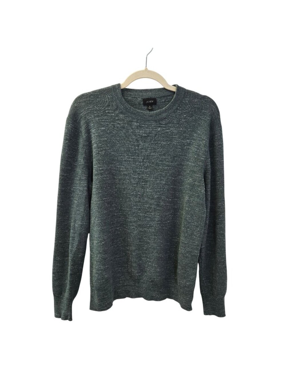 J. Crew 100% Cotton Heathered Green Crewneck Sweater Size Small